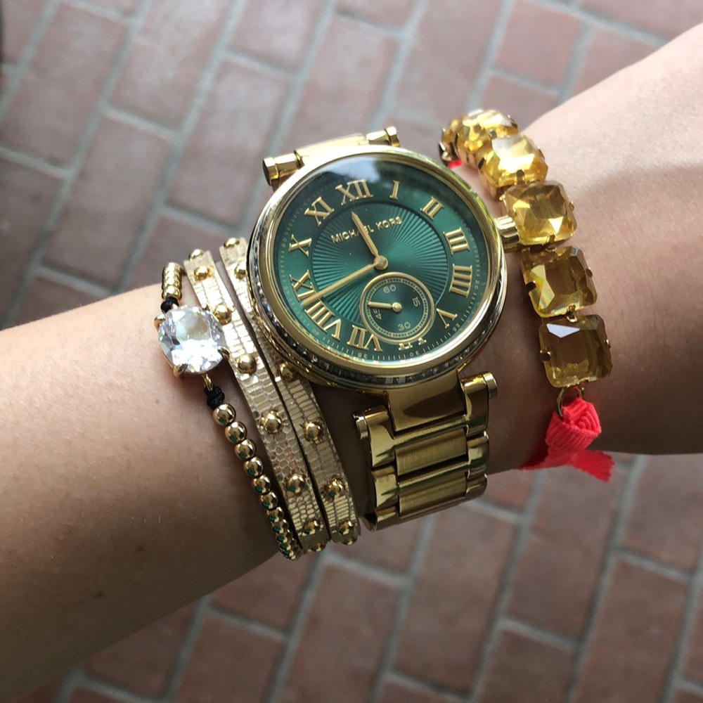 J crew yellow diamond and pink band bracelet